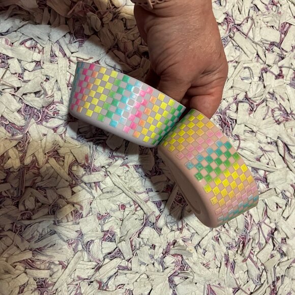 2 OWALA 48OZ FreeSip Water Bottle Boots PINK PURPLE YELLOW Squares - Picture 1 of 3